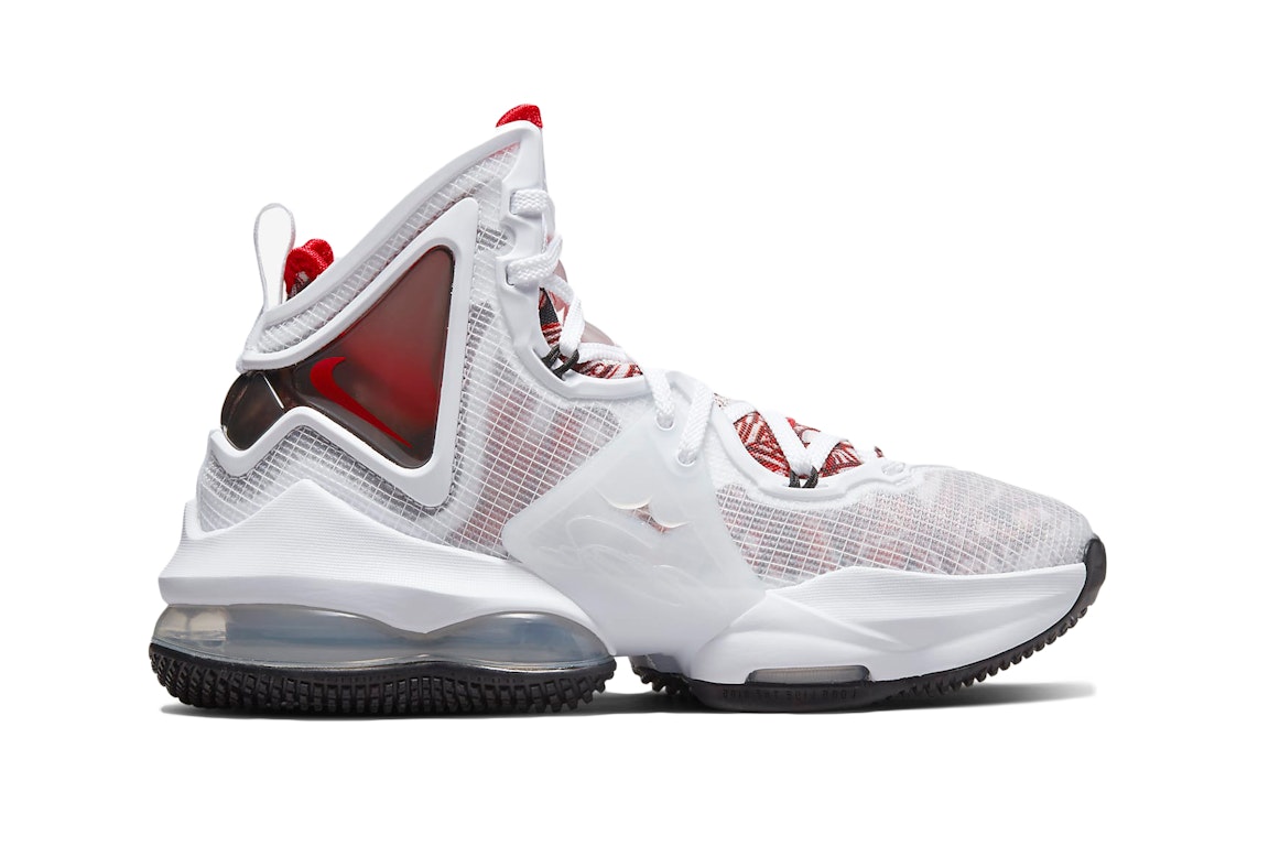 Pre-owned Nike Lebron 19 Sketch (gs) In White/black/university Red