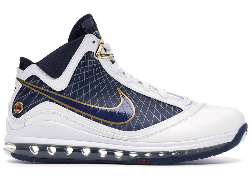 Nike LeBron 7 White Midnight Navy Men s 375664 111 US