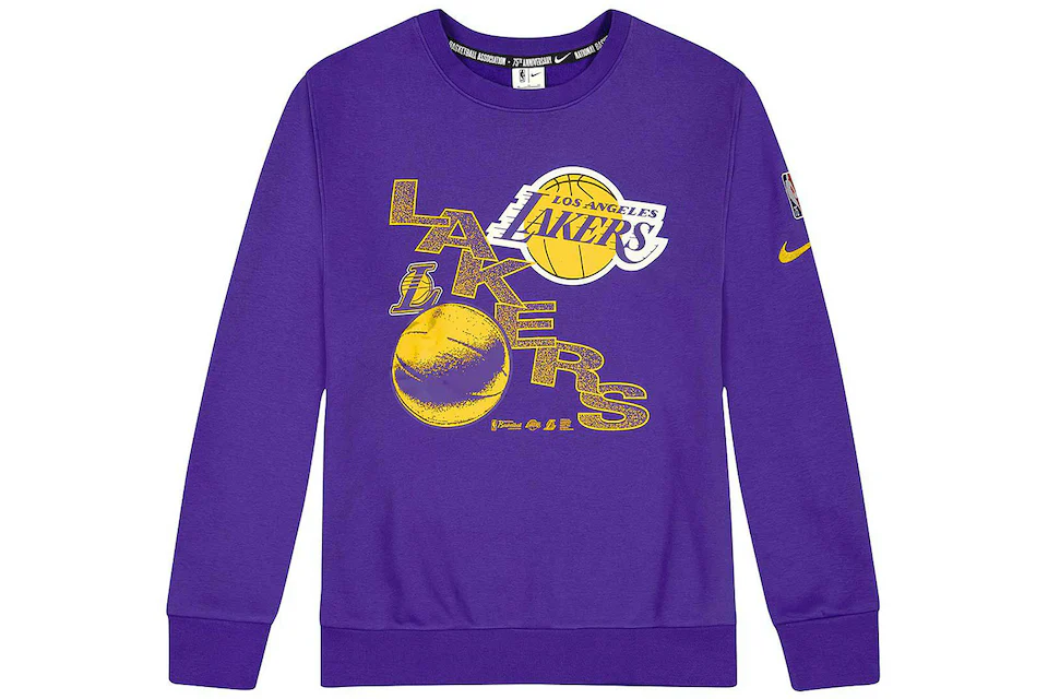Nike Los Angeles Lakers City Edition Team Fleece Crewneck Purple Men's ...