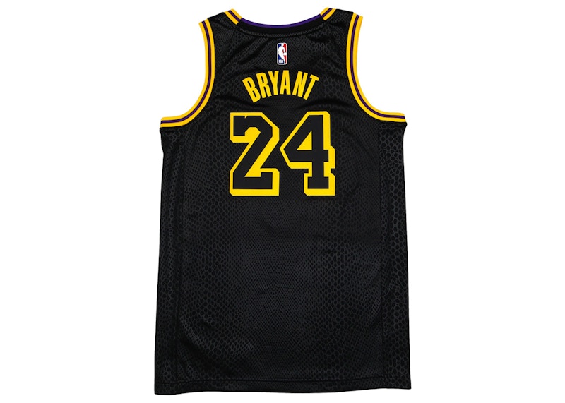 Nike Los Angeles Lakers Kobe Bryant Black Mamba City Edition Swingman Jersey Black Gold