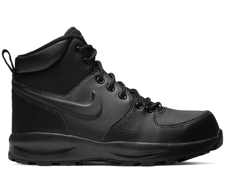 Pre-owned Nike Manoa Leather Triple Black (gs) In Black/black/black