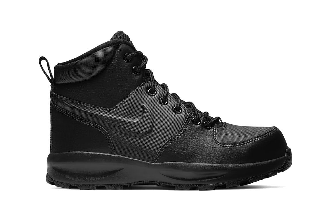 Pre-owned Nike Manoa Leather Triple Black (gs) In Black/black/black