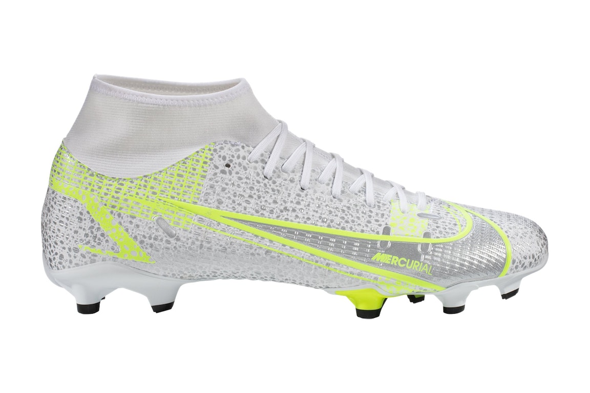 Pre-owned Nike Mercurial Superfly 8 Academy Mg Metallic Silver Volt In White/metallic Silver/volt