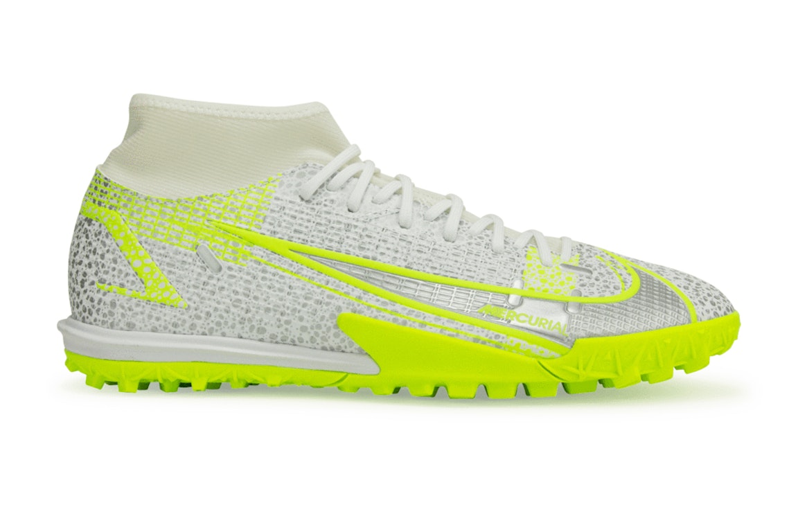 Pre-owned Nike Mercurial Superfly 8 Academy Tf Metallic Silver Volt In White/metallic Silver/volt