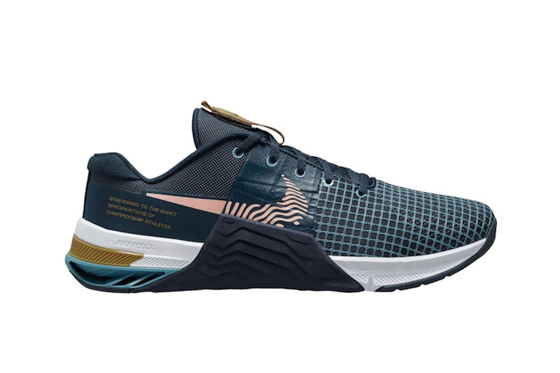 Pre-owned Nike Metcon 8 Armory Navy Obsidian Cerulean Arctic Orange In Armory Navy/obsidian/cerulean
