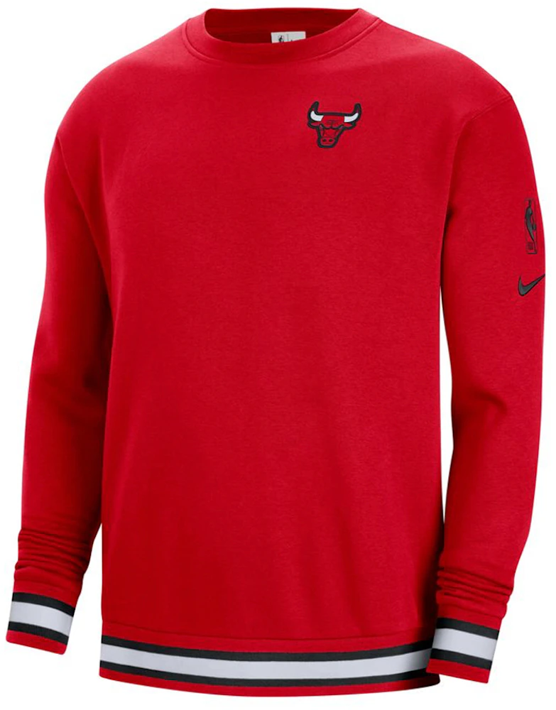 Nike NBA Chicago Bulls Courtside Crew Fleece Loose Fit Sweatshirt Red ...