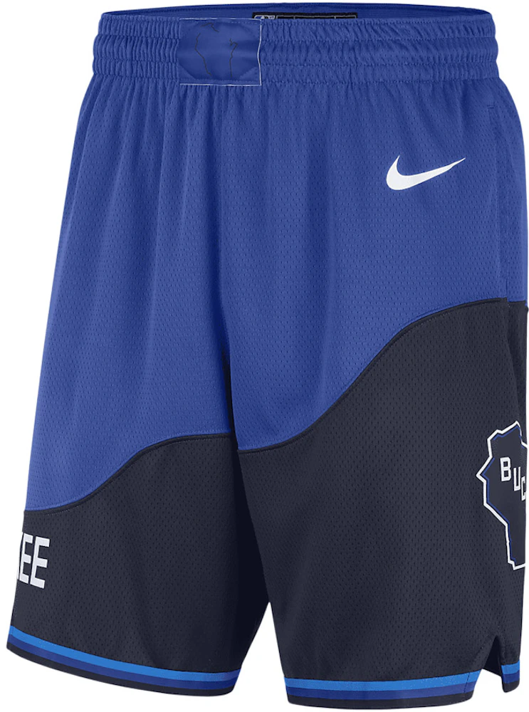 Nike NBA City Edition 2020 Milwaukee Bucks Swingman Shorts Blue Men's - US