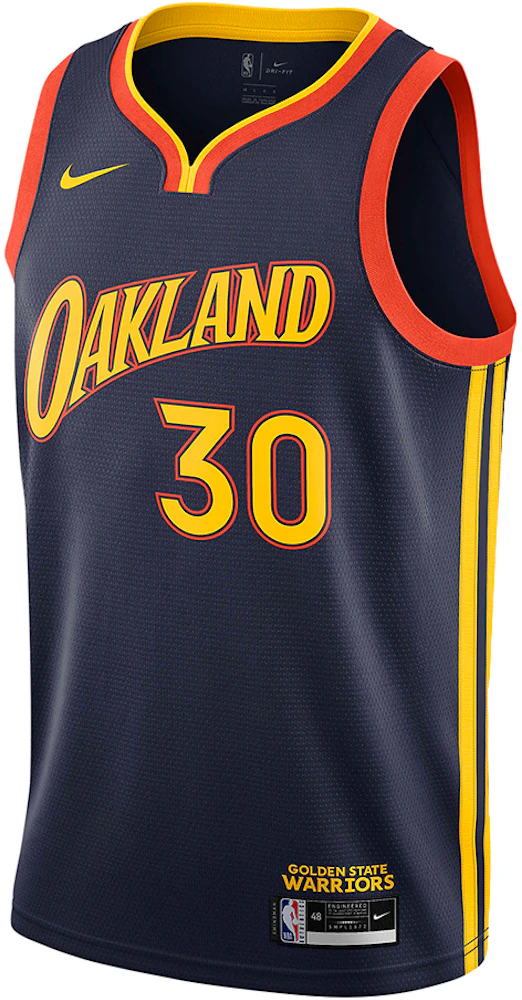 Nike NBA Golden State Warriors Oakland 2021/22 Stephen Curry City Edition  Swingman Jersey College Navy/Team Orange Men's - US