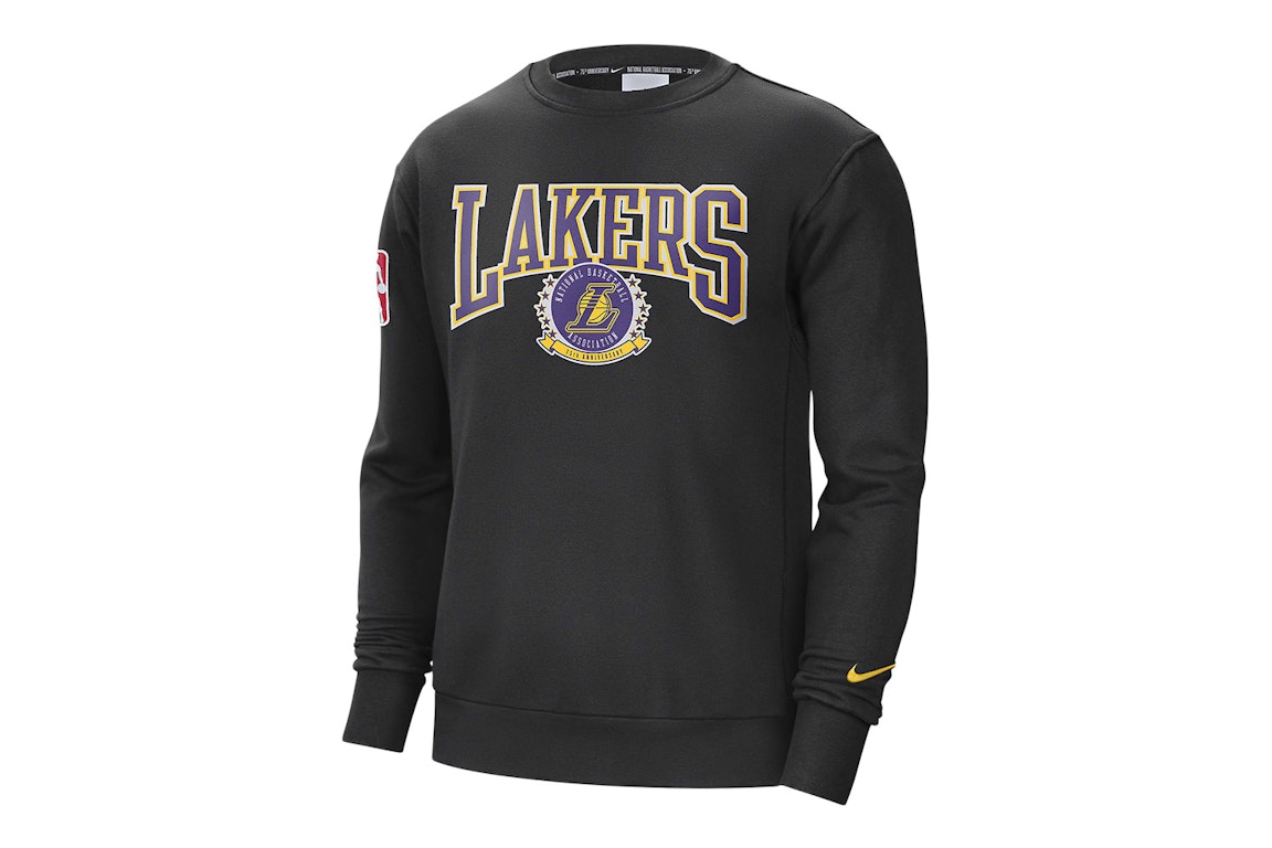 Pre-owned Nike Nba Los Angeles Lakers 75th Anniversary Courtside Fleece Crew Sweatshirt Black/white/amarillo