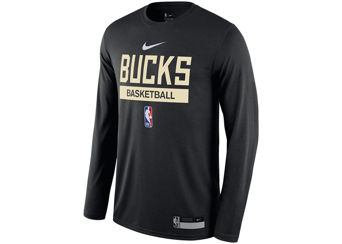 Nike NBA Milwaukee Bucks Practice Dri-Fit L/S T-shirt Black Men's - SS24 - GB