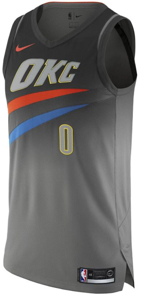 Nike NBA Oklahoma City Russell Westbrook Authentic Jersey Grey Men's - US