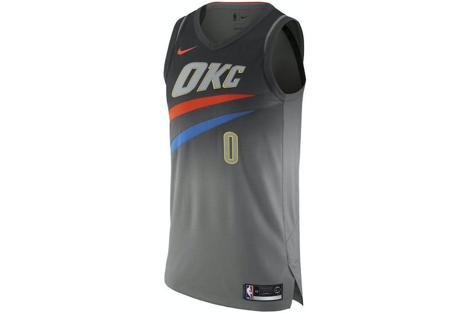 Nike NBA Oklahoma City Russell Westbrook Authentic Jersey Grey Men's - US