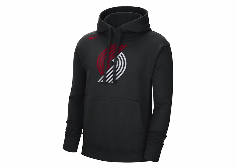 Pre-owned Nike Men's  Nba Portland Trail Blazers Fleece Pullover Loose Fit Hoodie In Black