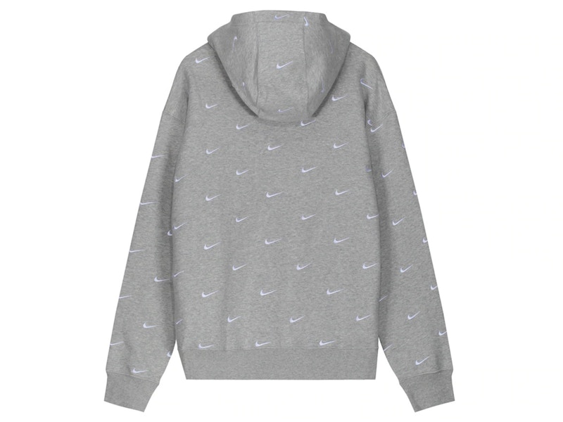 Nike all over print swoosh hoodie grey new arrivals