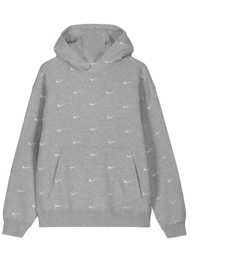 Swoosh Logo Nike Grey Embroidered Hoodie Vintage Y2K Nike Grey