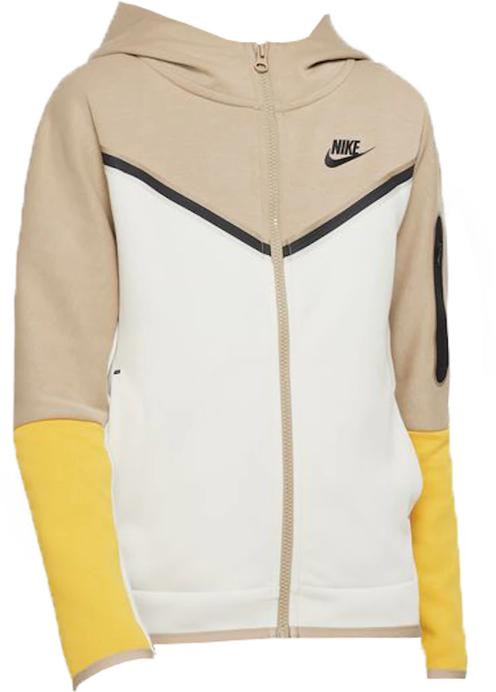Nike Kids Sportswear Tech Fleece Hoodie Khaki/Light Bone/Yellow Kids' - US