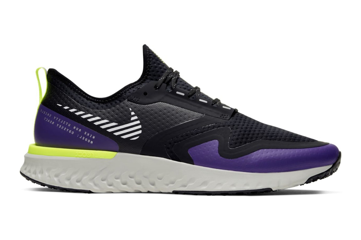 Pre-owned Nike Odyssey React Shield 2 Black Voltage Purple In Black/voltage Purple/volt