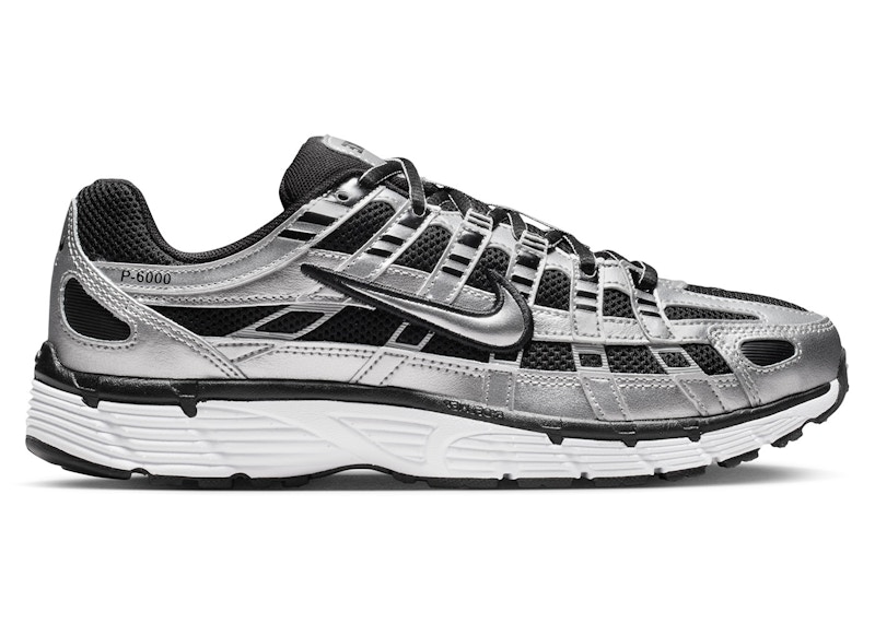 靴 Nike Silver/Black P-6000 Nike P-6000 Metallic Silver Black White (Women's) - BV1021