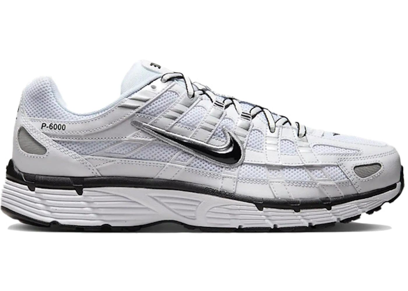 Nike P-6000 White Metallic Silver Black Men's - CD6404-107 - GB