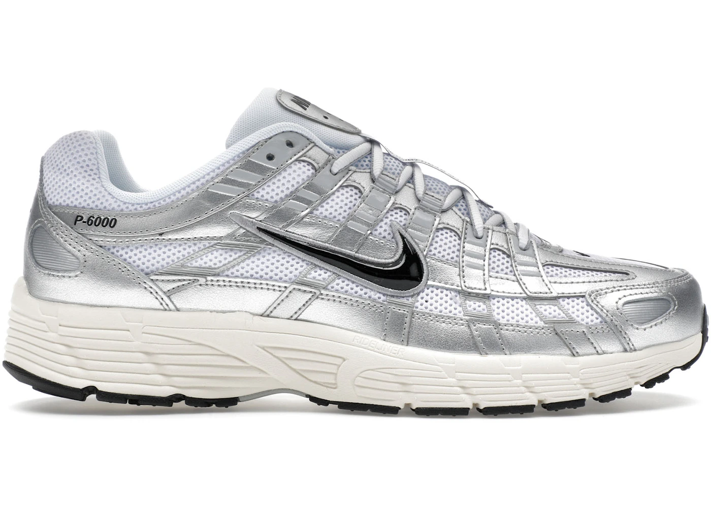 Nike P-6000 White Metallic Silver Flat Silver Black