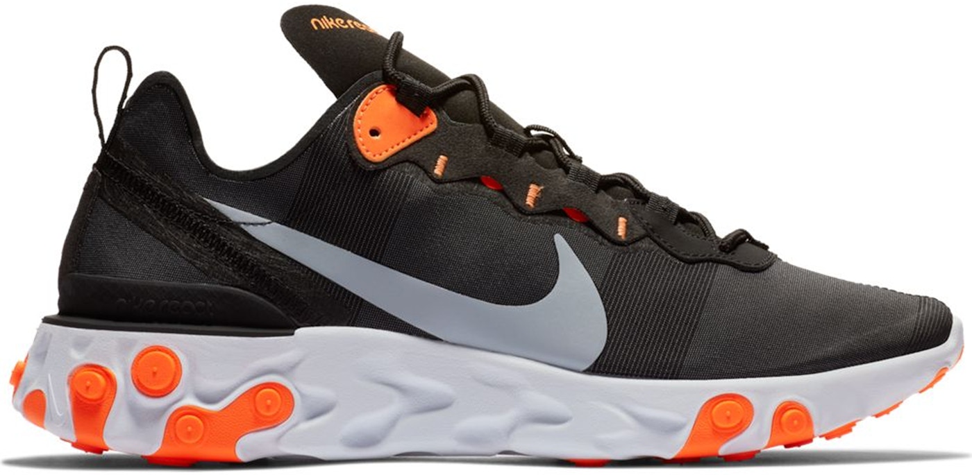 Nike React Element 55 Black Cool Grey Total Orange Bq6166 006