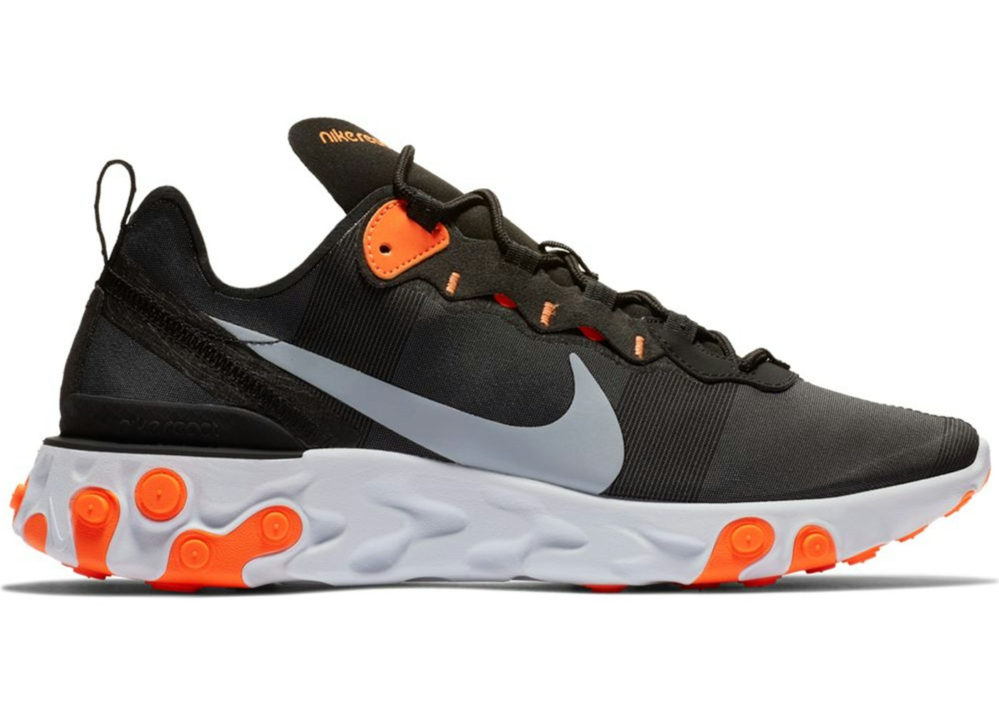 Nike React Element 55 Black Cool Grey Total Orange Bq6166 006 Nike React Element 55 Black Cool Grey Total Orange Bq6166 006