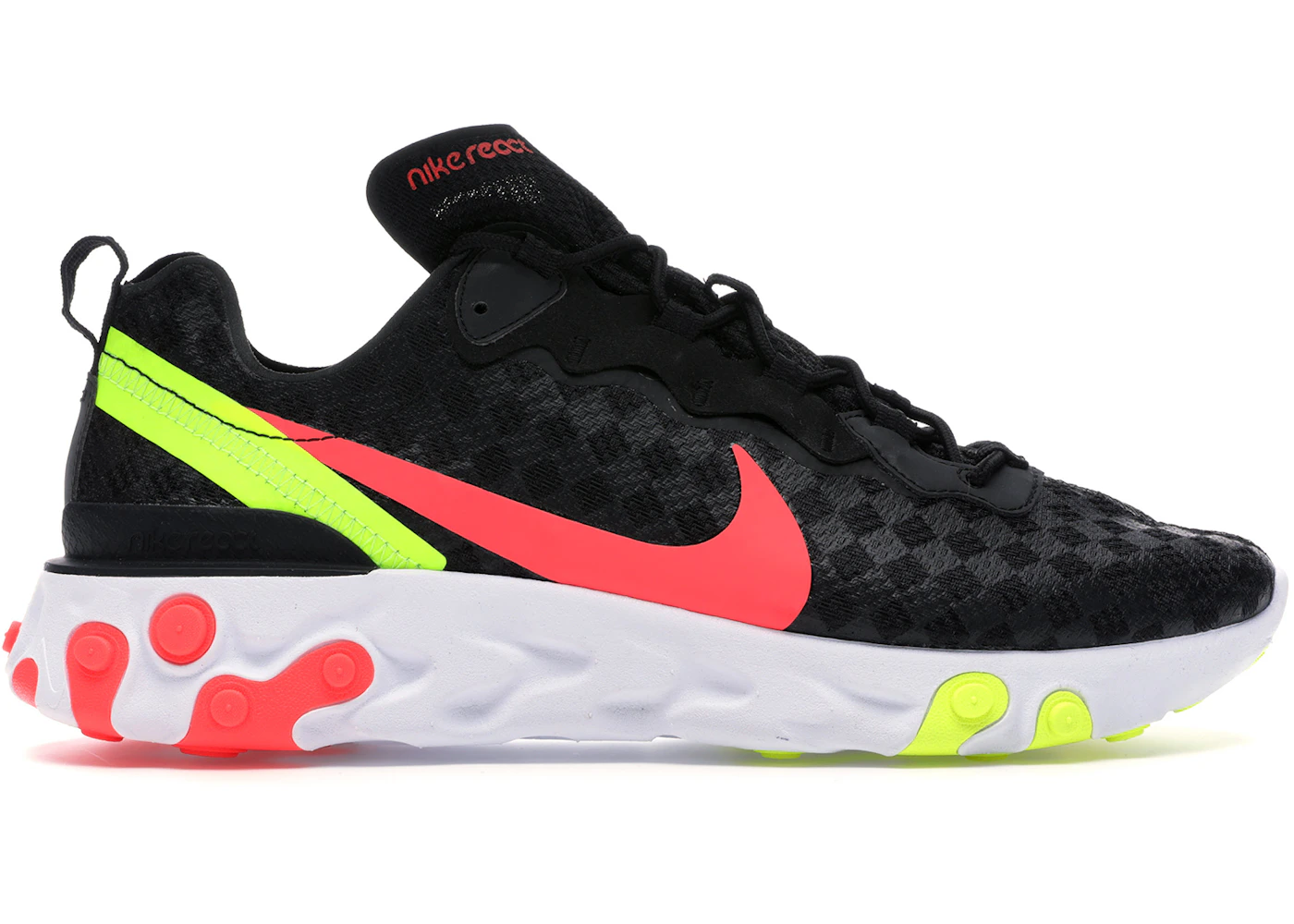 Nike React Element 55 Black Crimson Volt Men's CJ0782-001 US