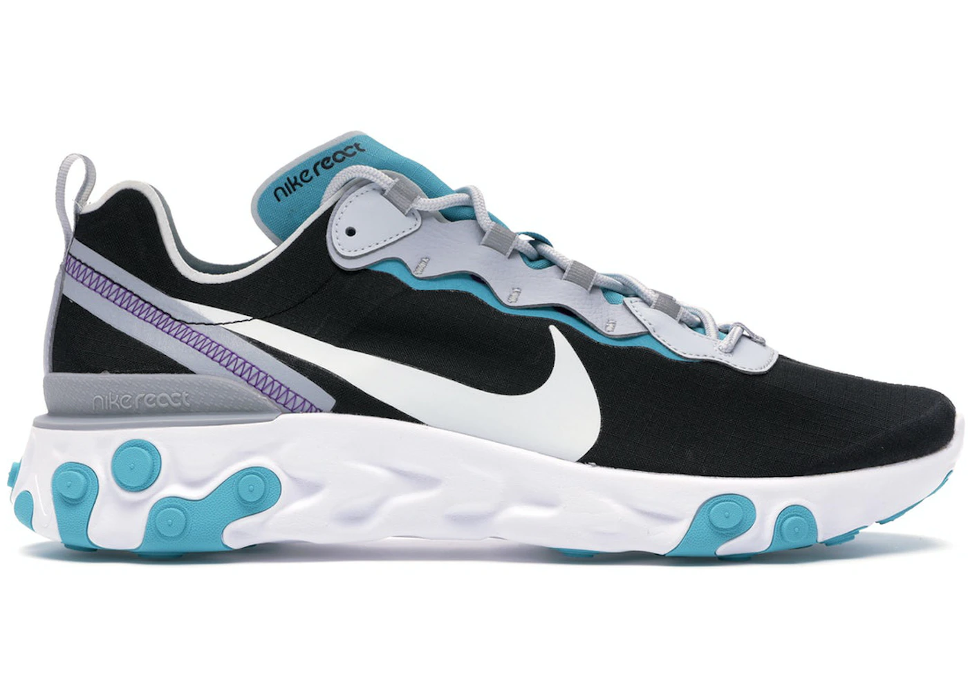 Nike React Element 55 Black Pure Platinum Teal Nebula Men's