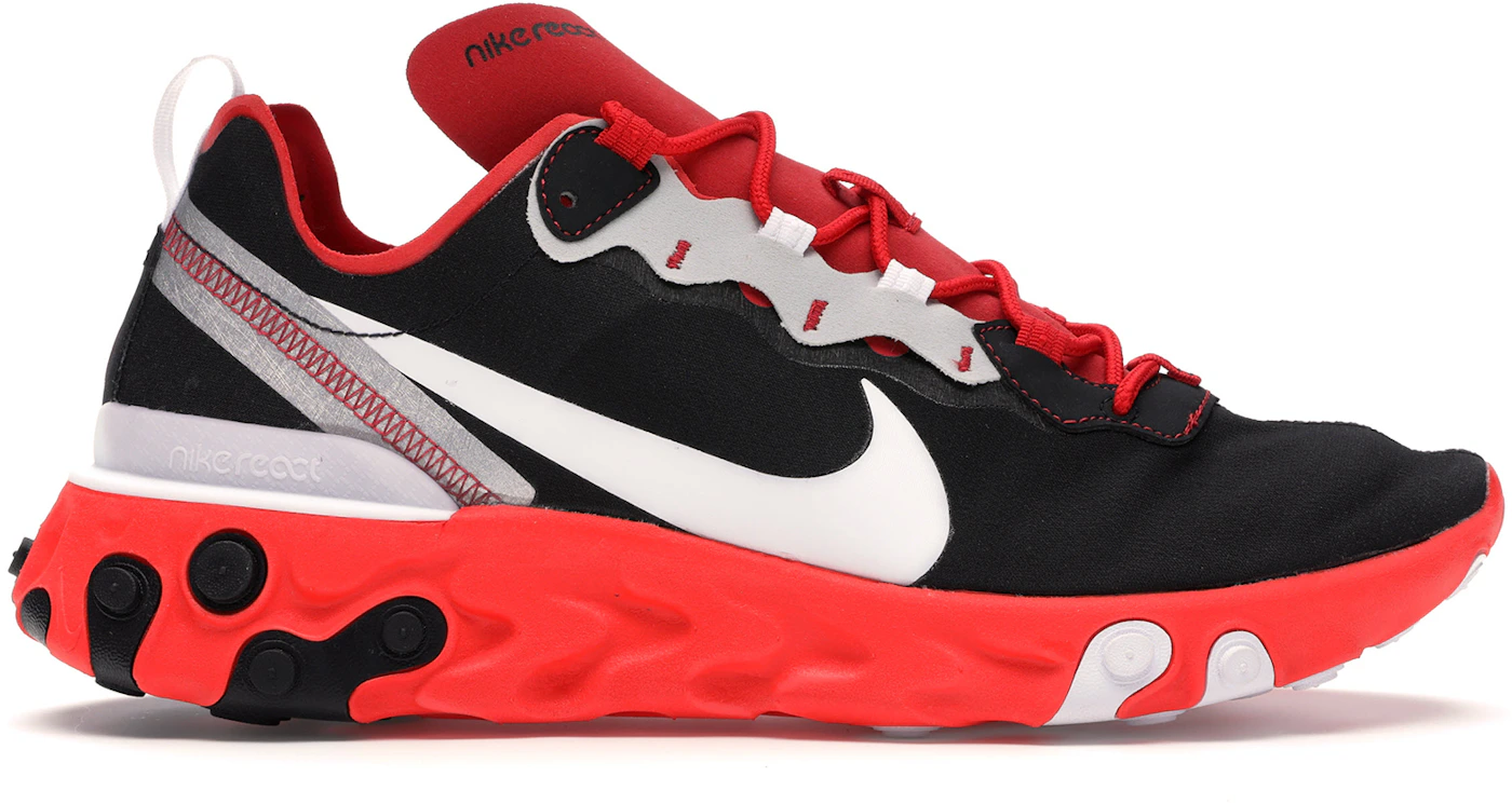  Nike Men's React Element 55 (8.5 M US, Gym Red/Wolf  Grey-White-Black)