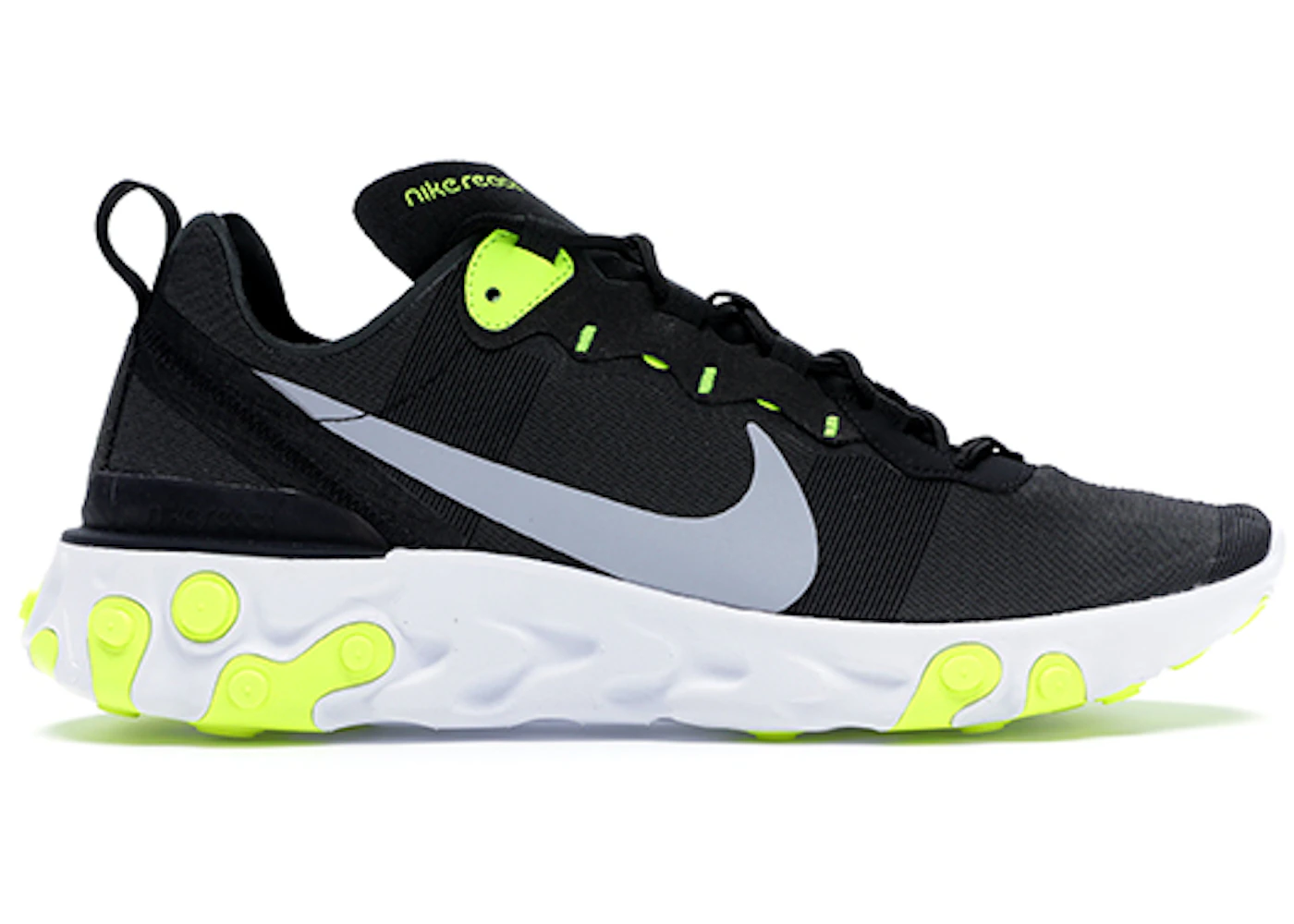 Nike React Element 55 Black Wolf Grey Volt Bq6166 001 Nike React Element 55 Black Wolf Grey Volt Bq6166 001