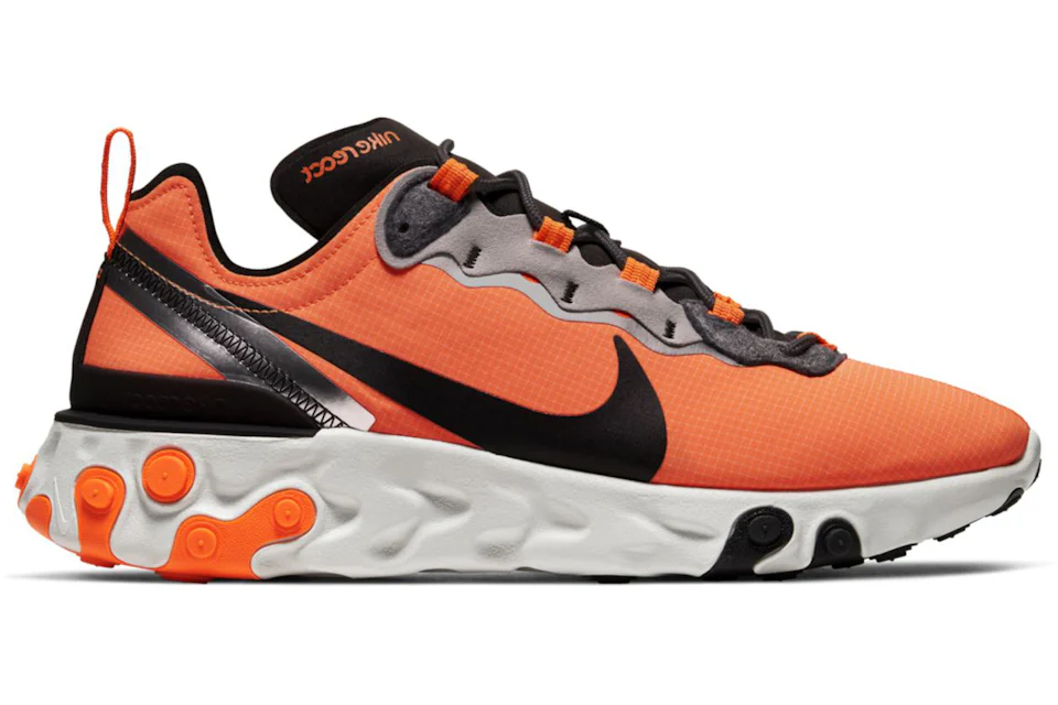 Nike react element 55 trainers in white and orange Clearance