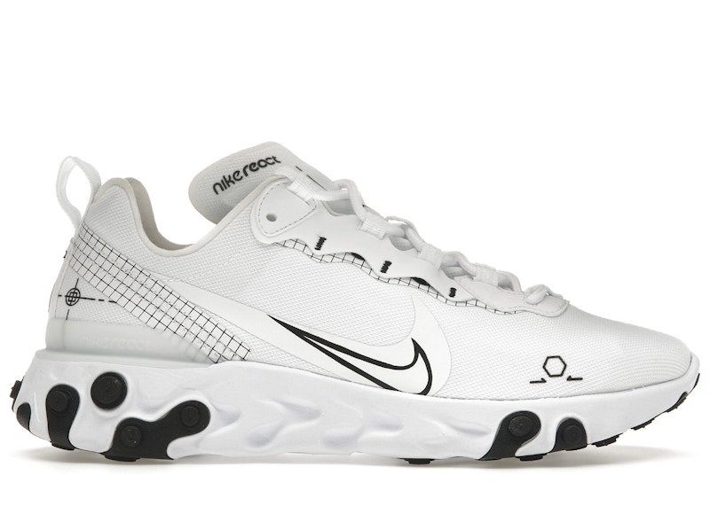 Pre-owned Nike React Element 55 Schematic Sneakers In White/black