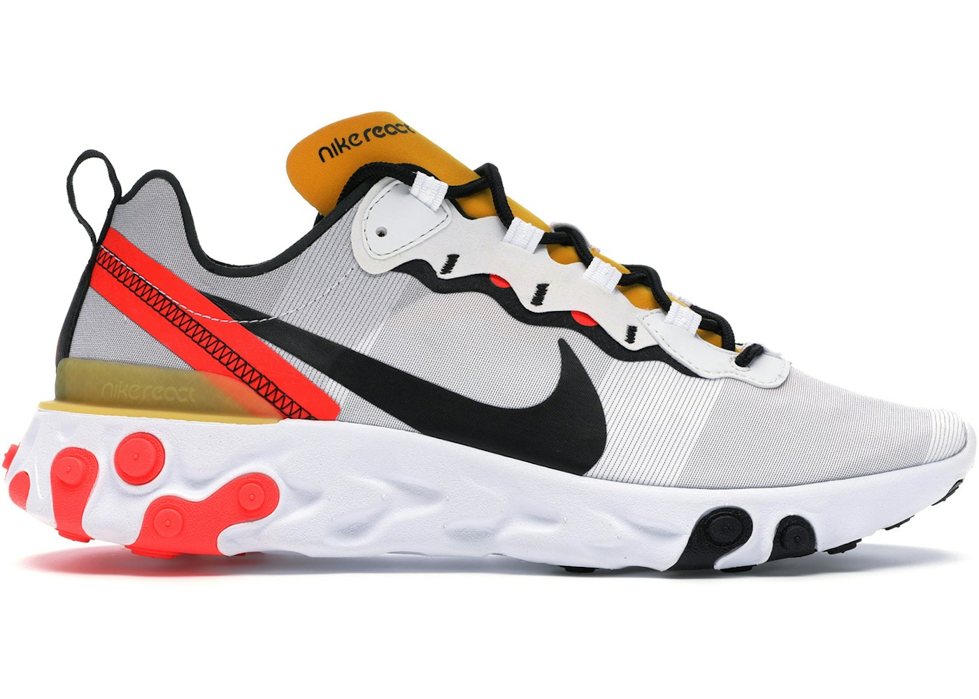 Nike React Element 55 White Black Crimson Gold Bq6166 102 Nike React Element 55 White Black Crimson Gold Bq6166 102