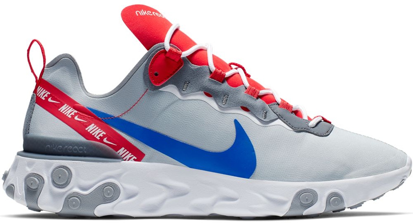 Nike React Element 55 Wolf Grey Game Royal Habanero Red Cd7340 001 Nike React Element 55 Wolf Grey Game Royal Habanero Red Cd7340 001