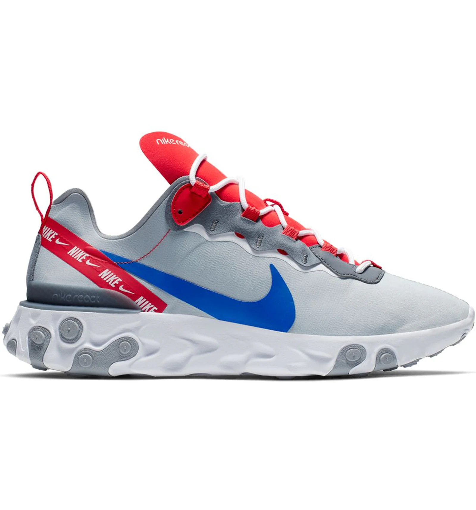 Nike react element 55 cool grey hyper hot sale crimson