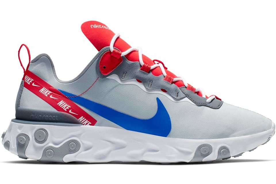 Nike React Element 55 Wolf Grey Game Royal Habanero Red Cd7340 001 Nike React Element 55 Wolf Grey Game Royal Habanero Red Cd7340 001