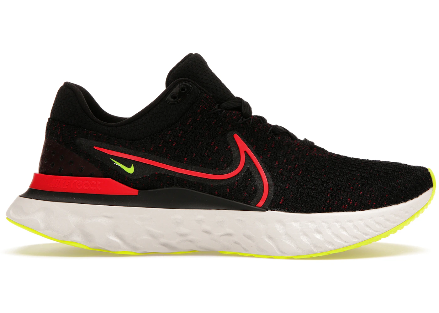 Nike React Infinity Run Flyknit Black Siren Red Volt Men's