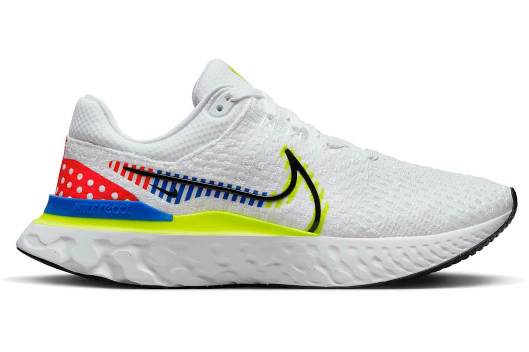 Nike React Infinity Run Flyknit 3 Premium White Volt Racer Blue Men's ...