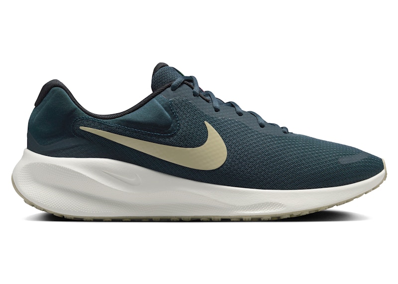 Pre-owned Nike Men's Revolution 7 Desert Khaki Sneakers In Armory Navy Blue/green Strike/hyper Pink In Multi