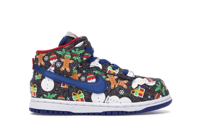 Pre-owned Nike Sb Dunk High Concepts Ugly Christmas Sweater (2017) Sneakers In Blue Ribbon/atom Red