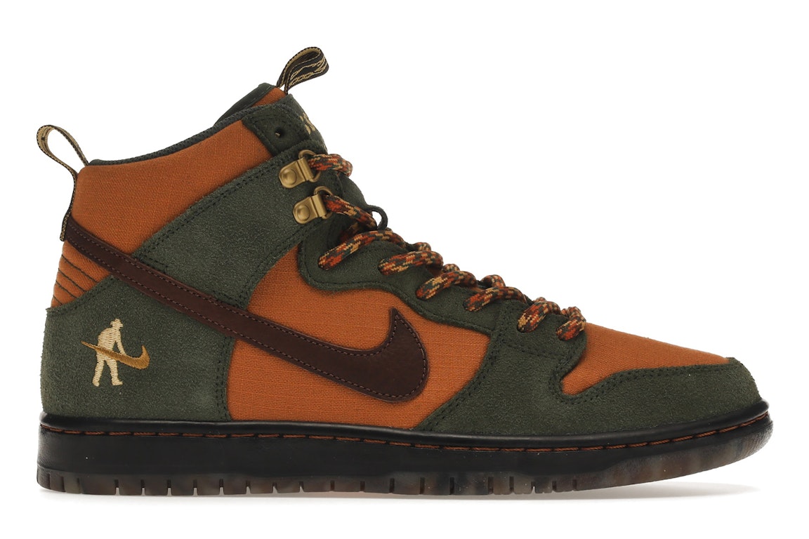 Pre-owned Nike Sb Dunk High Pass~port Work Boots In Army Green/brown/black