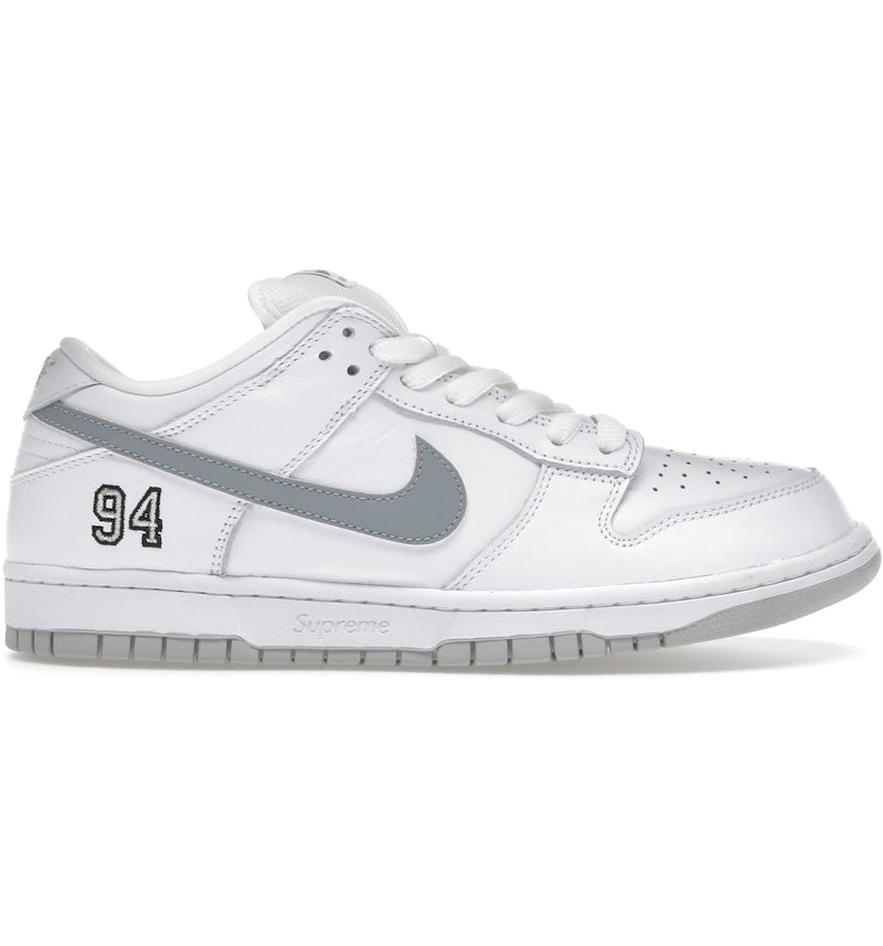 Nike SB Dunk Low Supreme 94 Bianca Metallizzata Argento Uomo