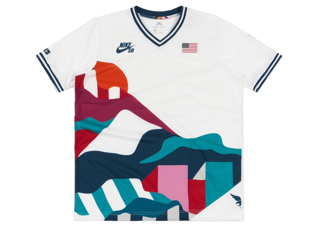 Nike SB x Parra USA Federation Kit Crew Jersey White/Brave Blue زيت شل