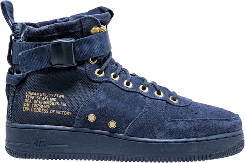 Nike SF Air Force 1 Mid Obsidian Metallic Gold Men s 917753 400 US