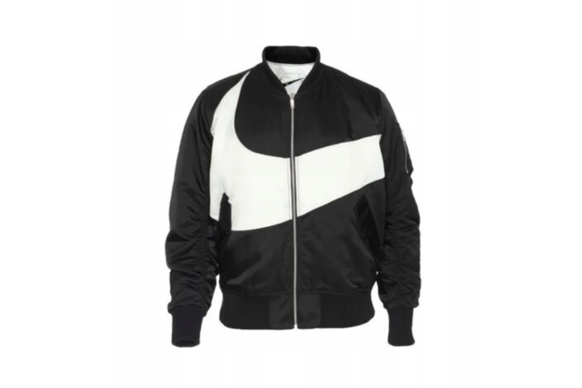 Pre-owned Nike Swoosh Therma Fit Reversible Bomber Jacket Black/white