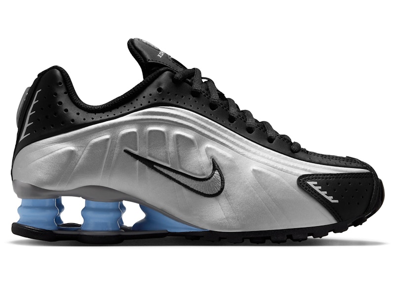 Nike Shox R4 Metallic Silver Black Psychic Blue (GS