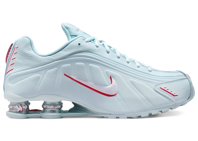 Men's Nike Shox R4 Puerto Rico Sneakers in Glacier Blue/White/University Red