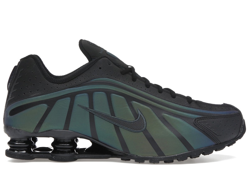 Men's Nike Shox R4 SE Sneakers in Black/Seaweed/Light Lemon Twist