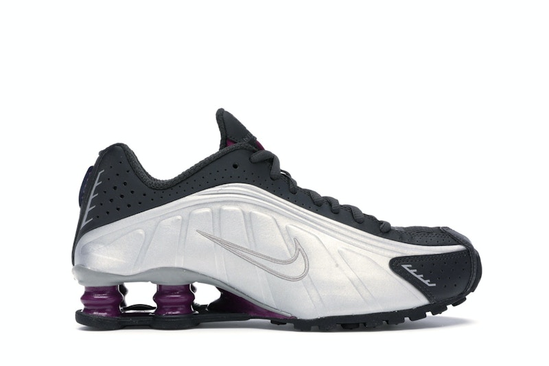Pre-owned Nike Shox R4 (women's) Sneakers In Anthracite/true Berry/metallic Silver