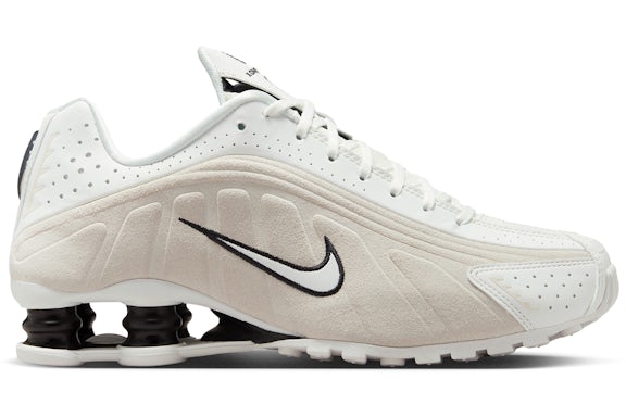 Nike Shox R4 en daim blanc et noir (Femmes)